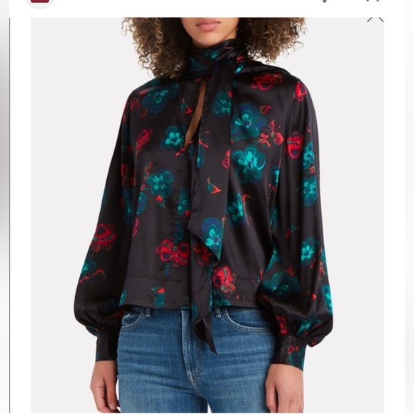 Ganni Silk Tie Neck Blouse - Picture 2 of 3